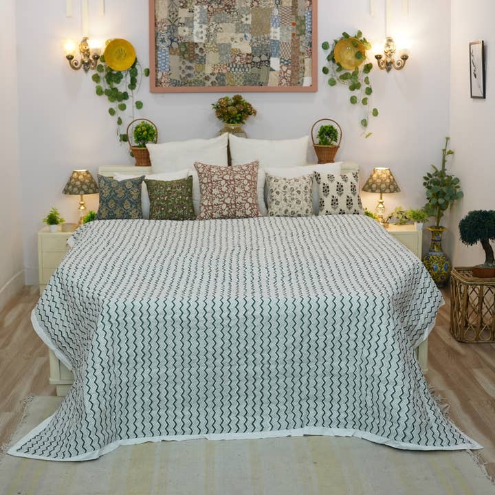 Handblock-Design Baumwolle Warme Steppdecke - Steppdecke -20 für den Großhandel von Fabdivine