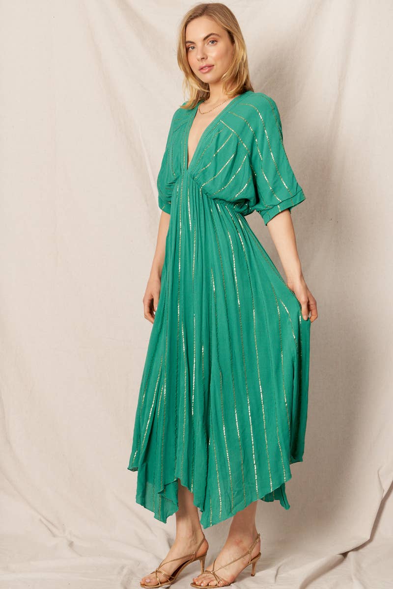 En Crème - Vente Robe – femme - Robe midi rayée à sequins29