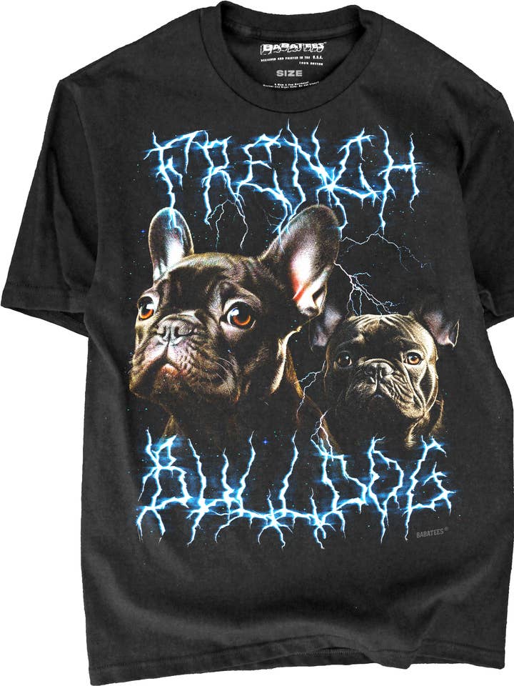 Thrash Metal French Bulldog Tshirt for Men & Women for wholesale by BabaTees