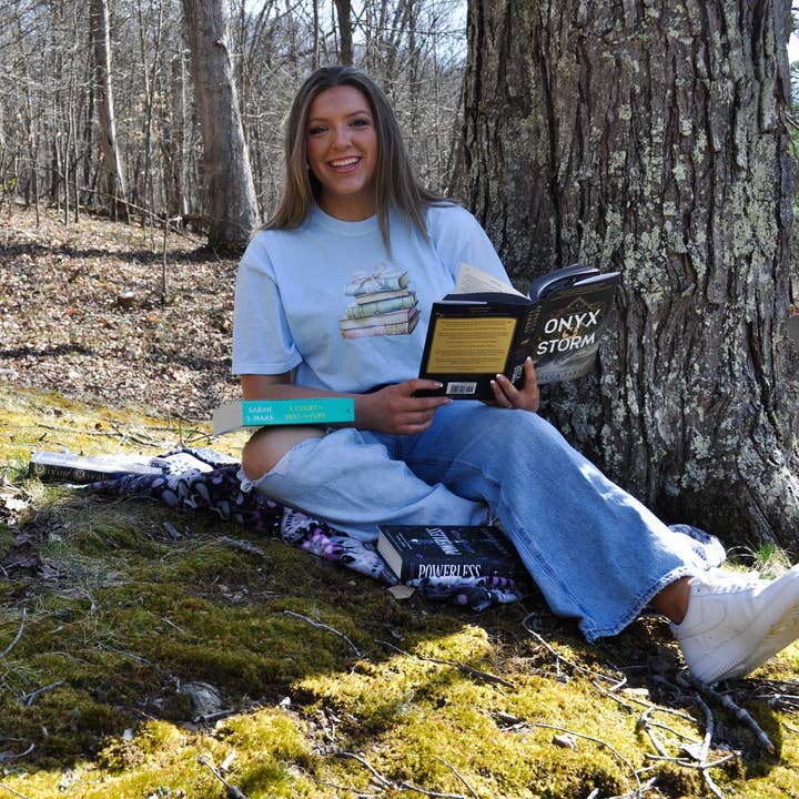 Chapter Blue T-Shirt for wholesale by Let's Go Boho Boutique