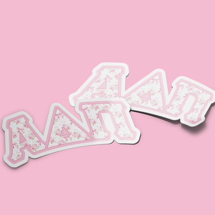 Alpha Delta Pi Sticker - Cottage Pink Letters for wholesale by Aspen and Lark