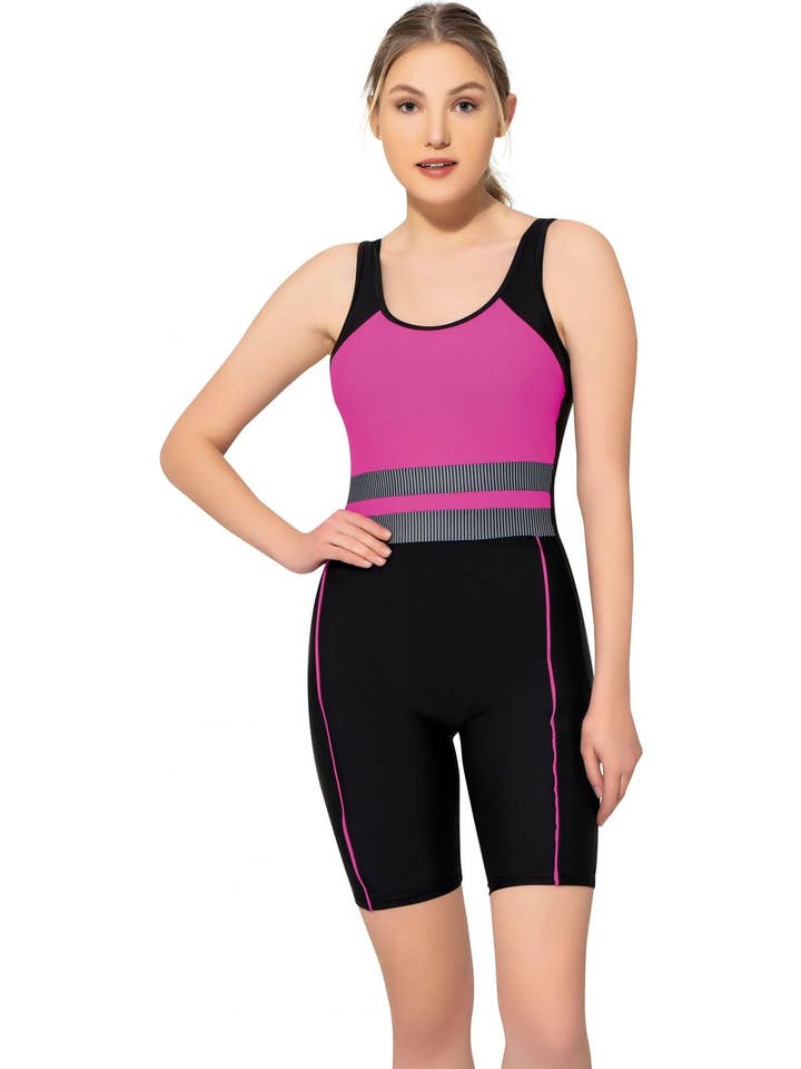 Argisa Horizontal Swimsuit with Long Shorts Black for wholesale by Argisa