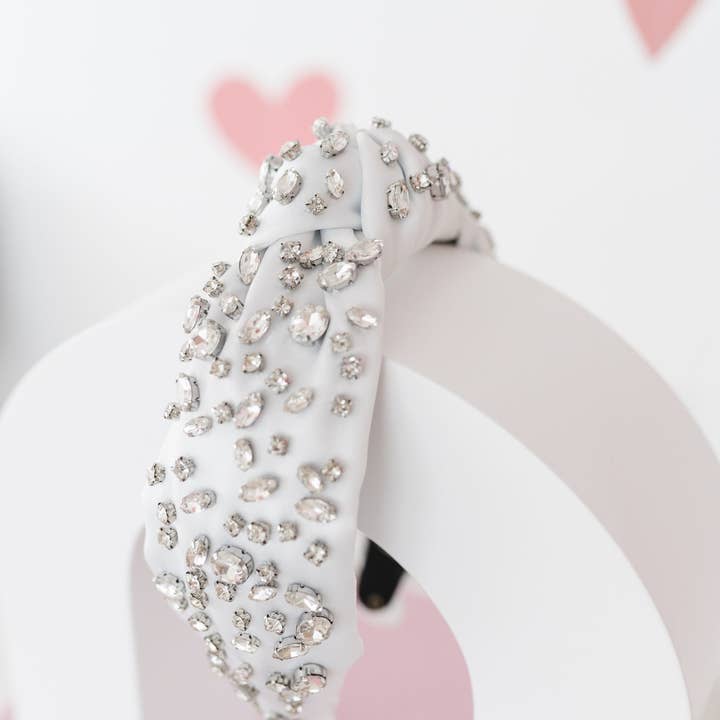 Crystal Dipped White Satin Headband for wholesale by La Bella