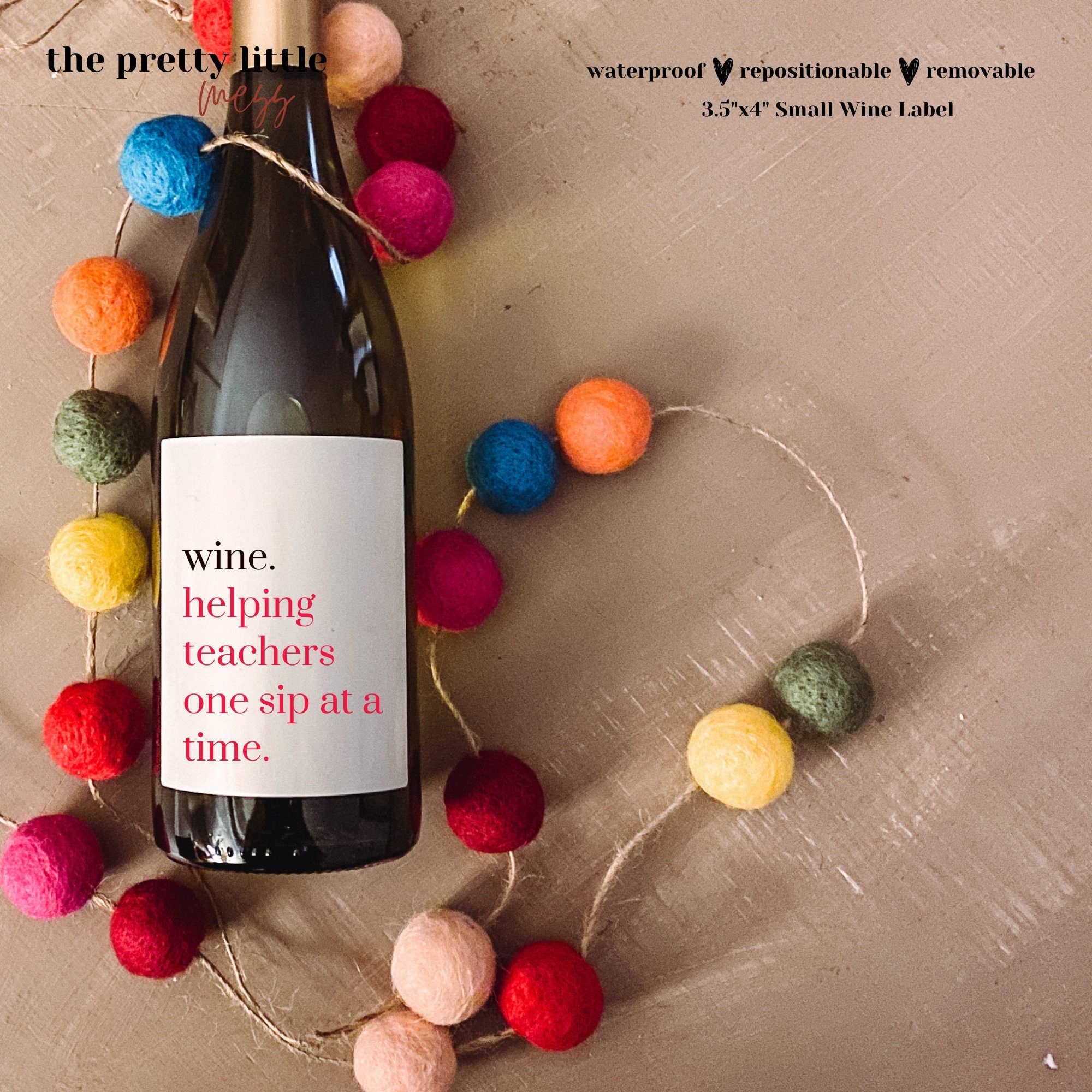 the pretty little mess – Großhandel Geschenkanhänger-Etikett – Weinetiketten für Lehrer, Geschenk für Lehrer, Lehrer Appreciati