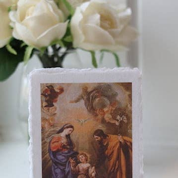 Holy Family on Deckled-edge Handmade Paper Sacred Art Print for wholesale by Pietà Paperie
