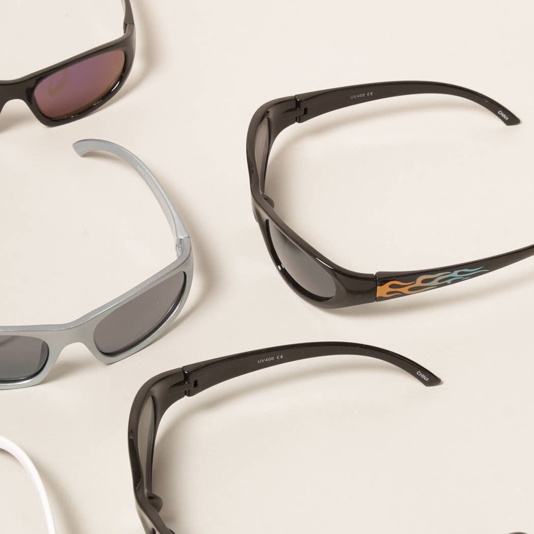  ASSORTED COLOR Kids Trendy Flame Pattern Sunglasses for wholesale on Faire2