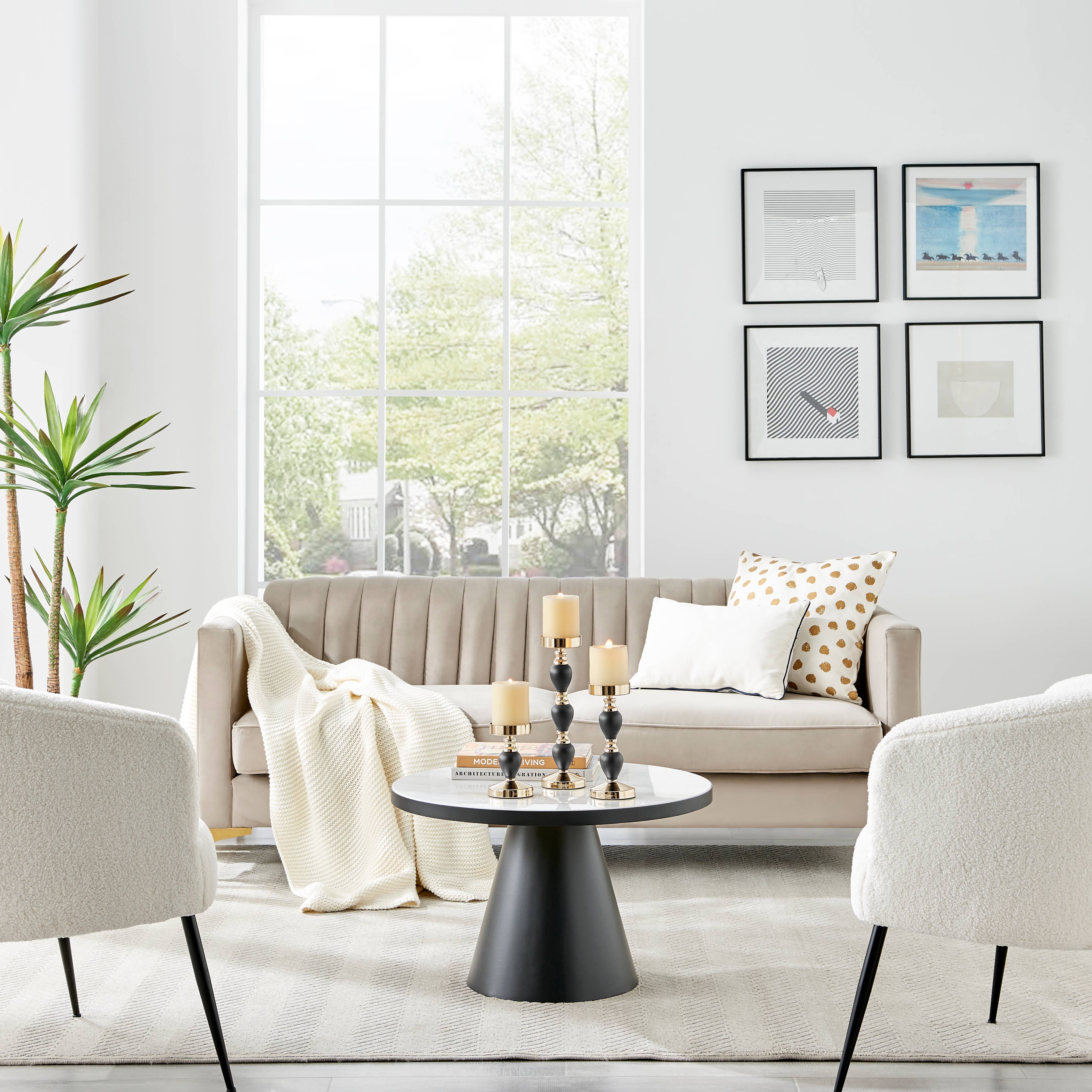 Danya B - Vendita all'ingrosso Portacandele - Set da 3 portacandele taper neri e oro Talia10