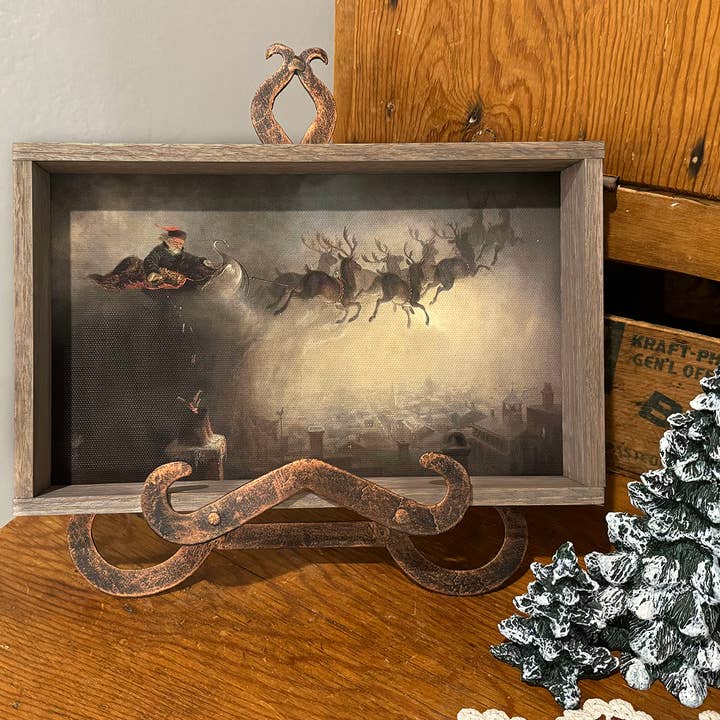 Hangout Home - Wholesale Art Print - Santa Sleigh Christmas Night - Vintage Santa Canvas Art