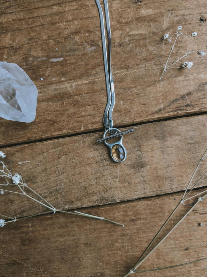 Citrine Dew Drop Necklace – Herringbone Chain & Front-Clasp for wholesale by Midnight Raven Studios