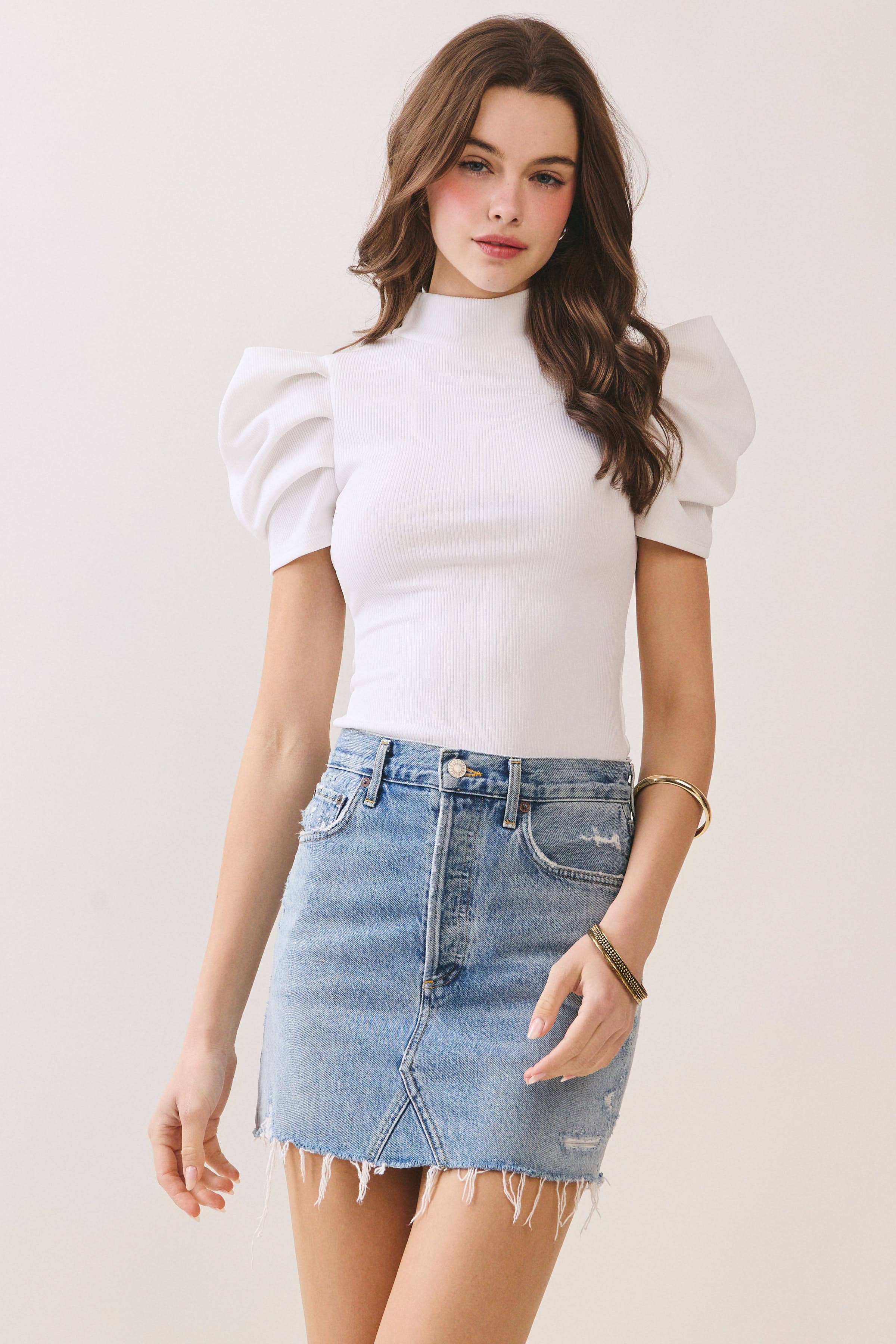 TCEC - Vente Body – femme - CT6595-Body à manches courtes bouffantes en maille extensible2