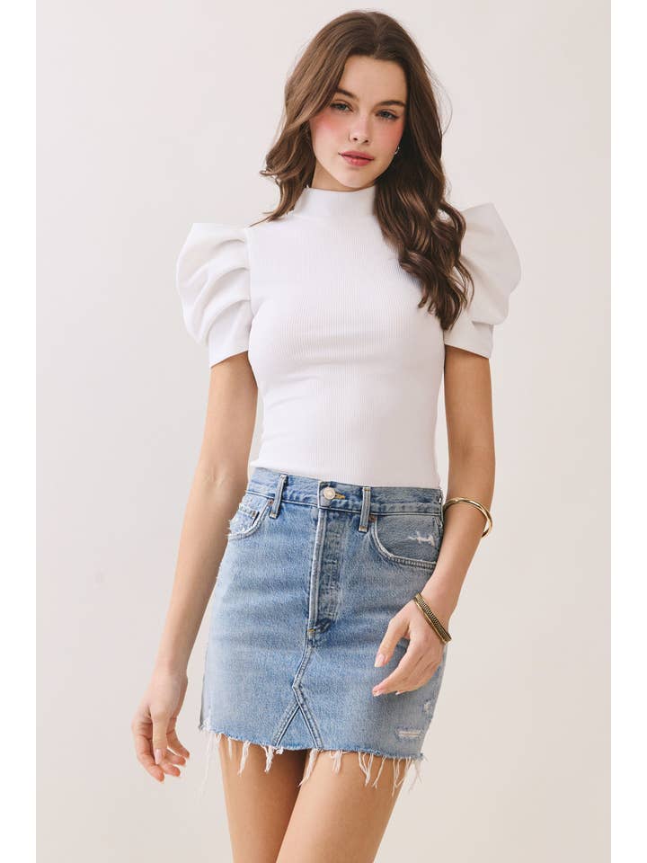 TCEC - Vente Body – femme - CT6595-Body à manches courtes bouffantes en maille extensible2