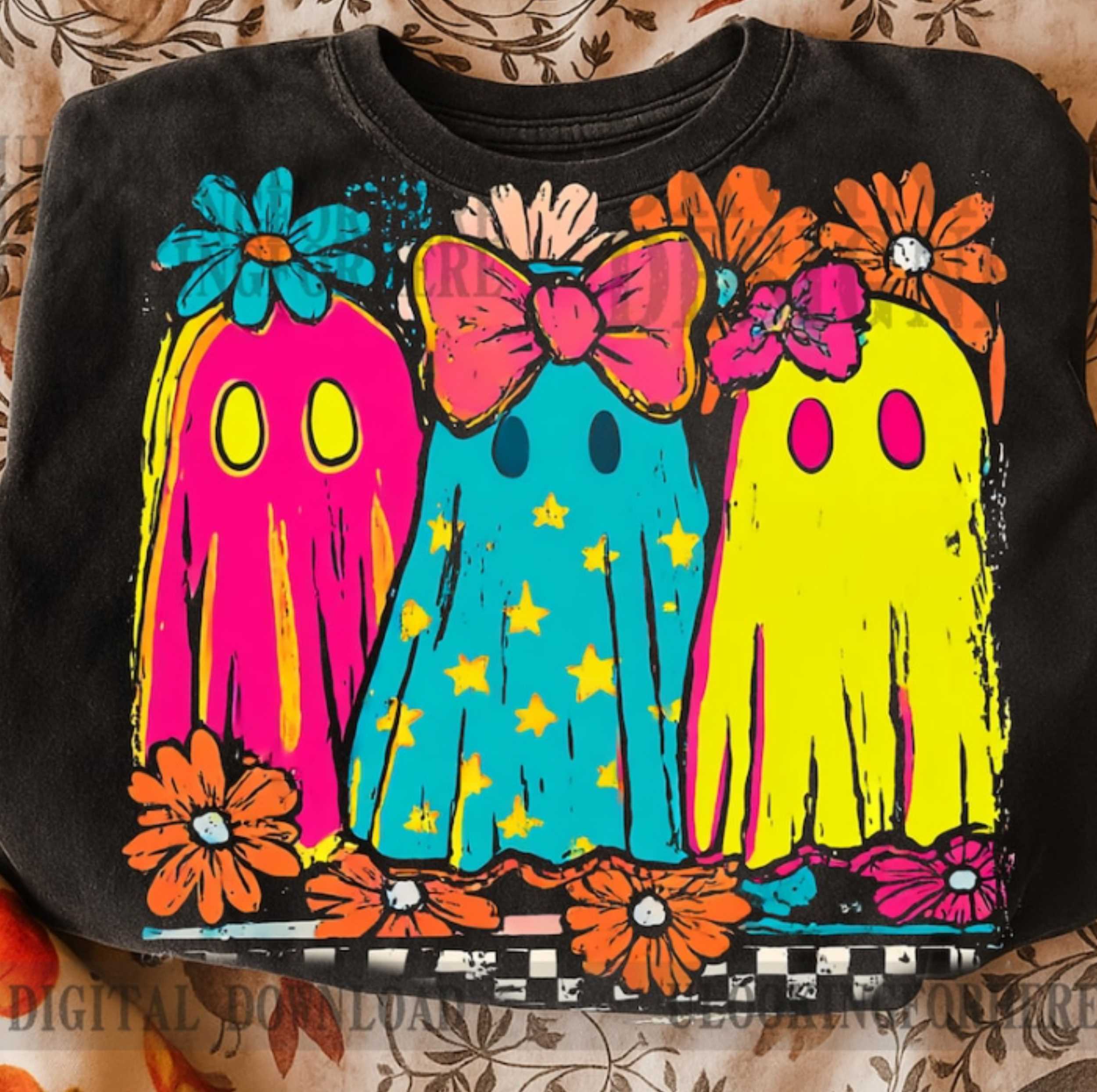 Black Halloween Ghost Neon Shirt, Cute Boo Ghost Coquette Shirt, H for wholesale on Faire0