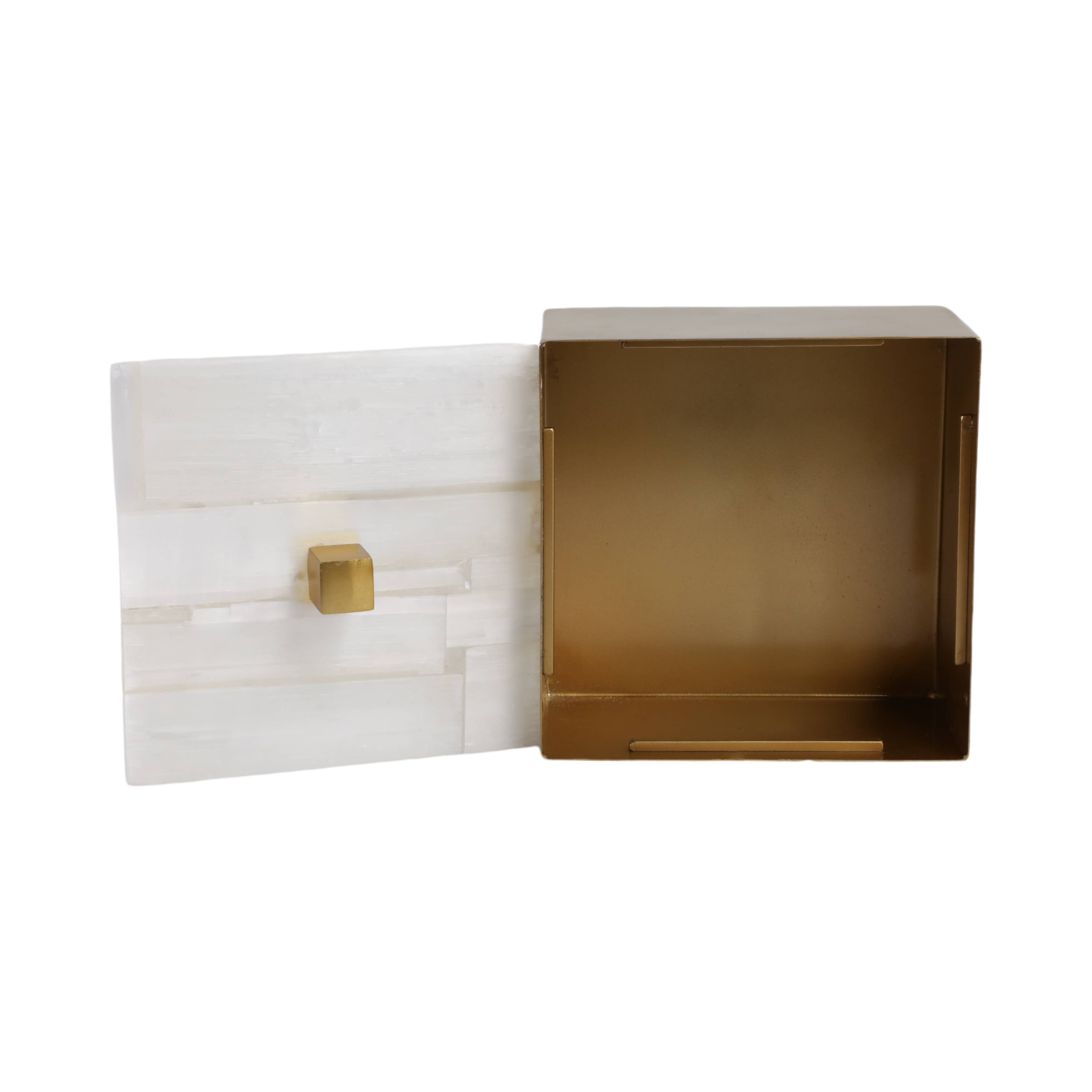 Sagebrook Home - Wholesale Decorative Box - Decorative Box - White/Gold Stone Selenite Top, 6 in. 10