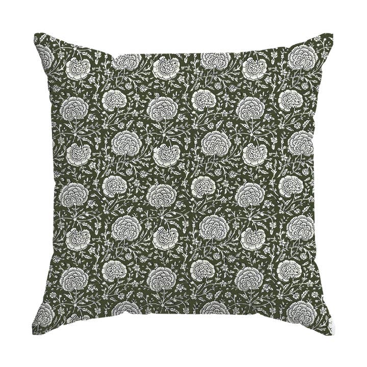 Pipar khaki square print cushion 45x45cm for wholesale by Opjet Paris