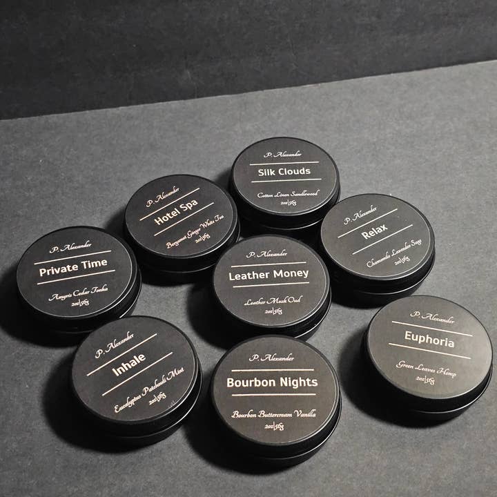 P. Alexander - Wholesale Travel Candles - Party Favors |Sample Sets| Bulk Candle Tins1