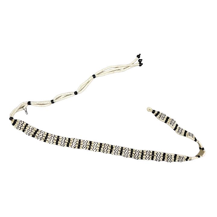 Cinturón de cuentas espaciadoras de hueso de búfalo blanco y negro para venta al por mayor de Treasure Jewelry