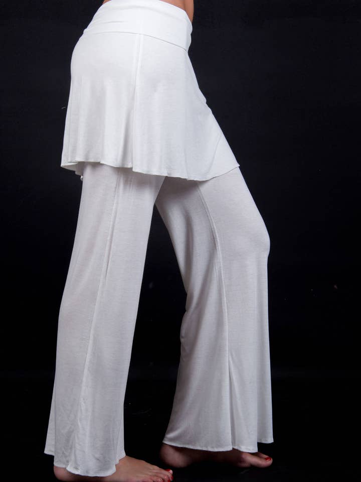 Navajo Pants - OFF WHITE - Skirted pants, Bamboo Fabric, Sof for wholesale by Kathleen Carpenter