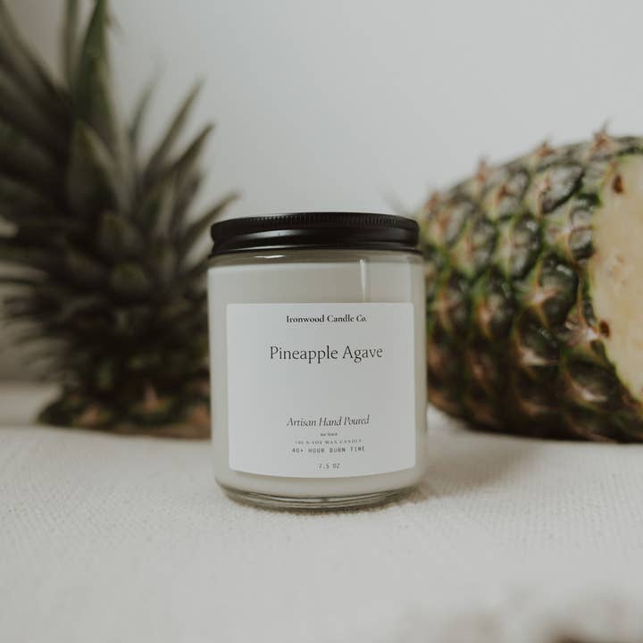 Ironwood Candle Co. - Wholesale Jar/Filled Candle - PINEAPPLE AGAVE SOY CANDLES5