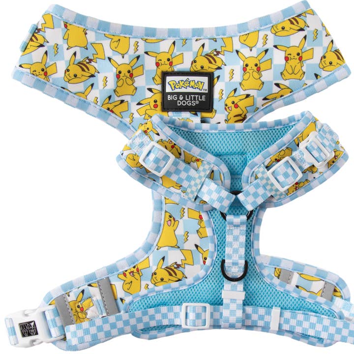 HARNAIS POUR CHIEN RÉGLABLE (AVEC CLIP DE COU) : Collection Pokémon - Pikachu pour la vente par Big and Little Dogs