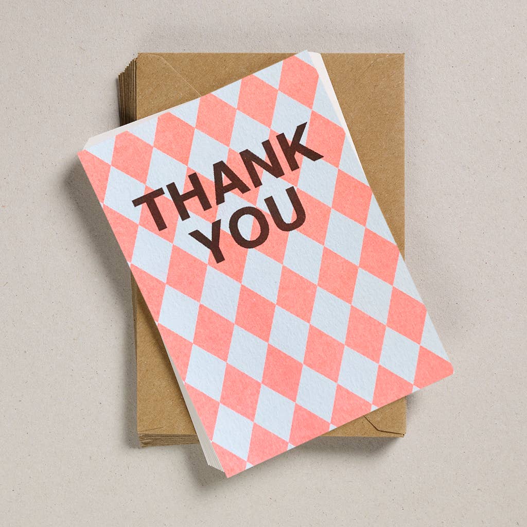 Petra Boase Ltd (US Duties Paid) – wholesale Thank you card – A6 Thank You Notecards - Fluoro Orange Diamond0