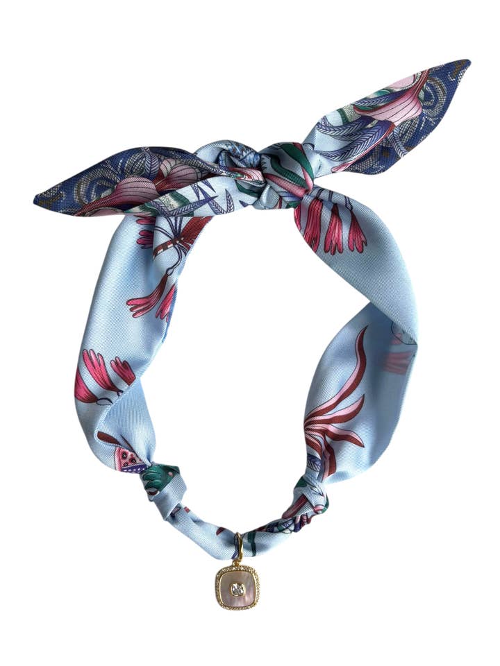 Tuscany scarf necklace with charm for wholesale by Nora James jewelry