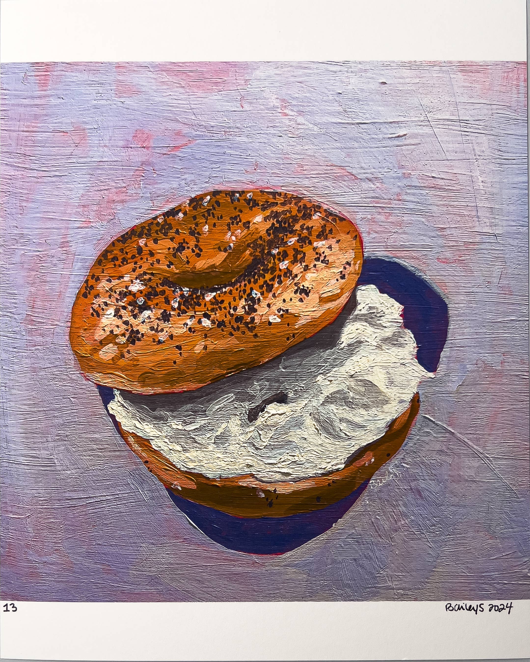 By Bailey Art - Wholesale Art Print - "Everything Bagel" - Bagel Art Print3