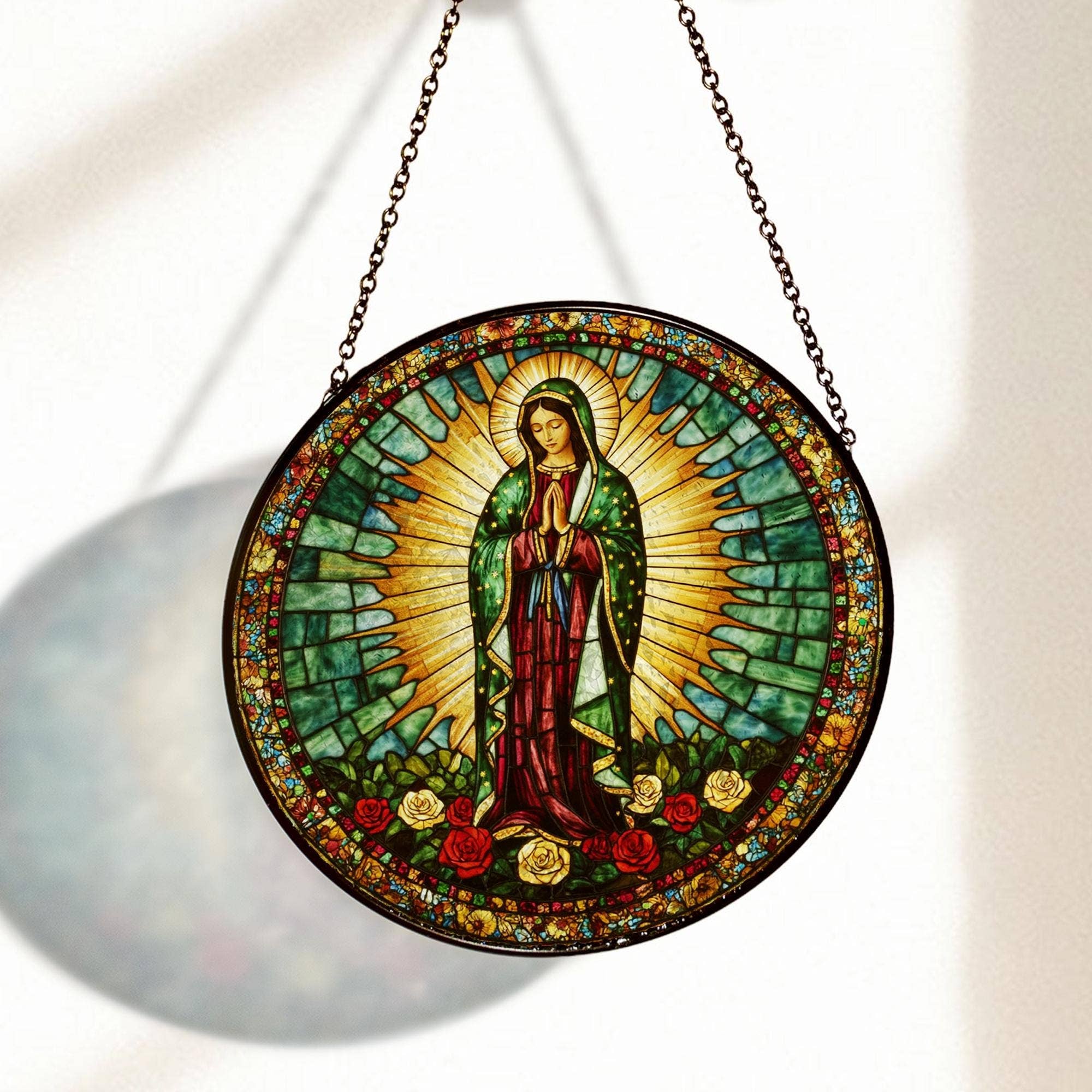 NVC Ecommerce LLC - Wholesale Suncatcher - Lady of Guadalupe Stained Glass Suncatcher, Religious Gift0