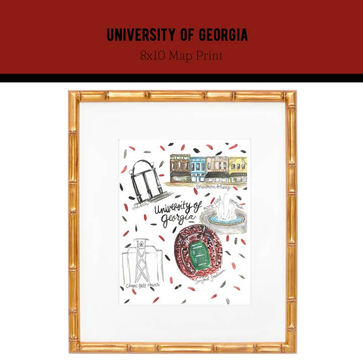 Imprimer la carte de l'Université de Géorgie pour la vente par Rachel Tenny