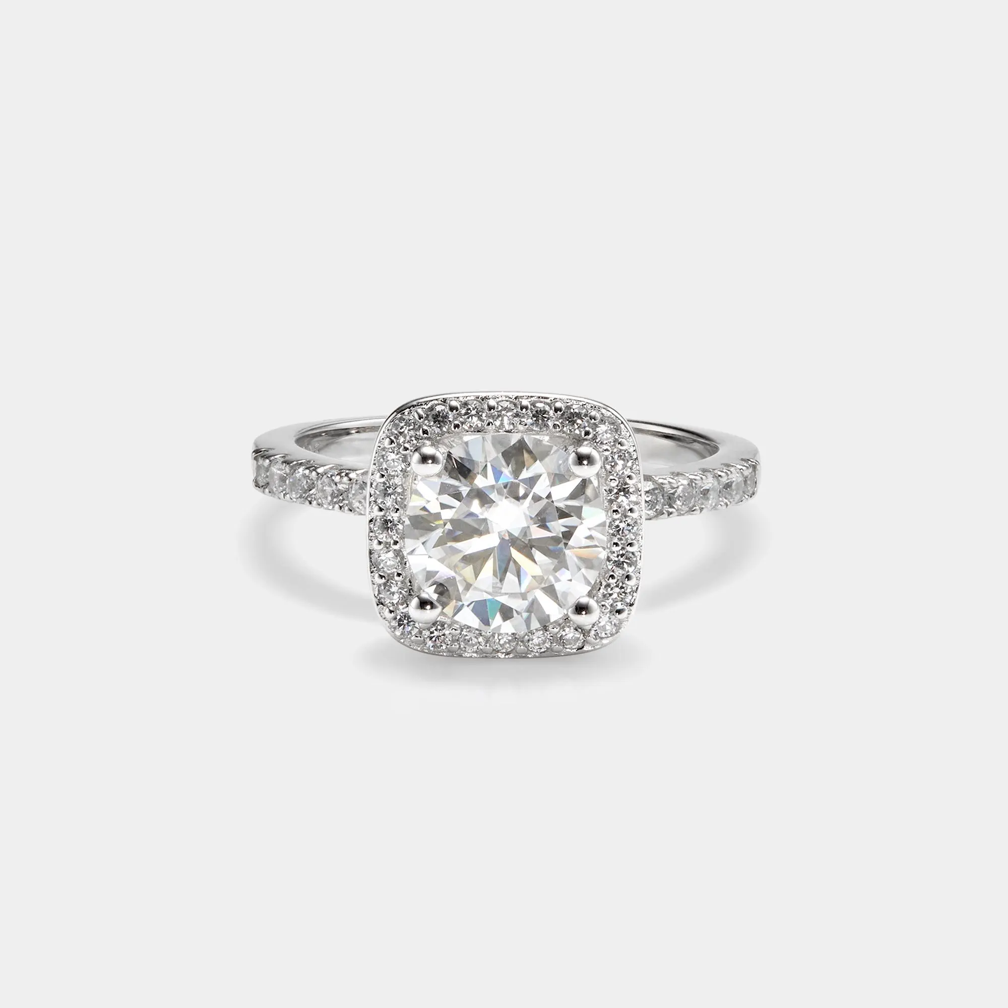 Perimade & Co. LLC - Wholesale Engagement Ring - Moissanite Halo Engagement Band Ring in 925 Sterling Silver2