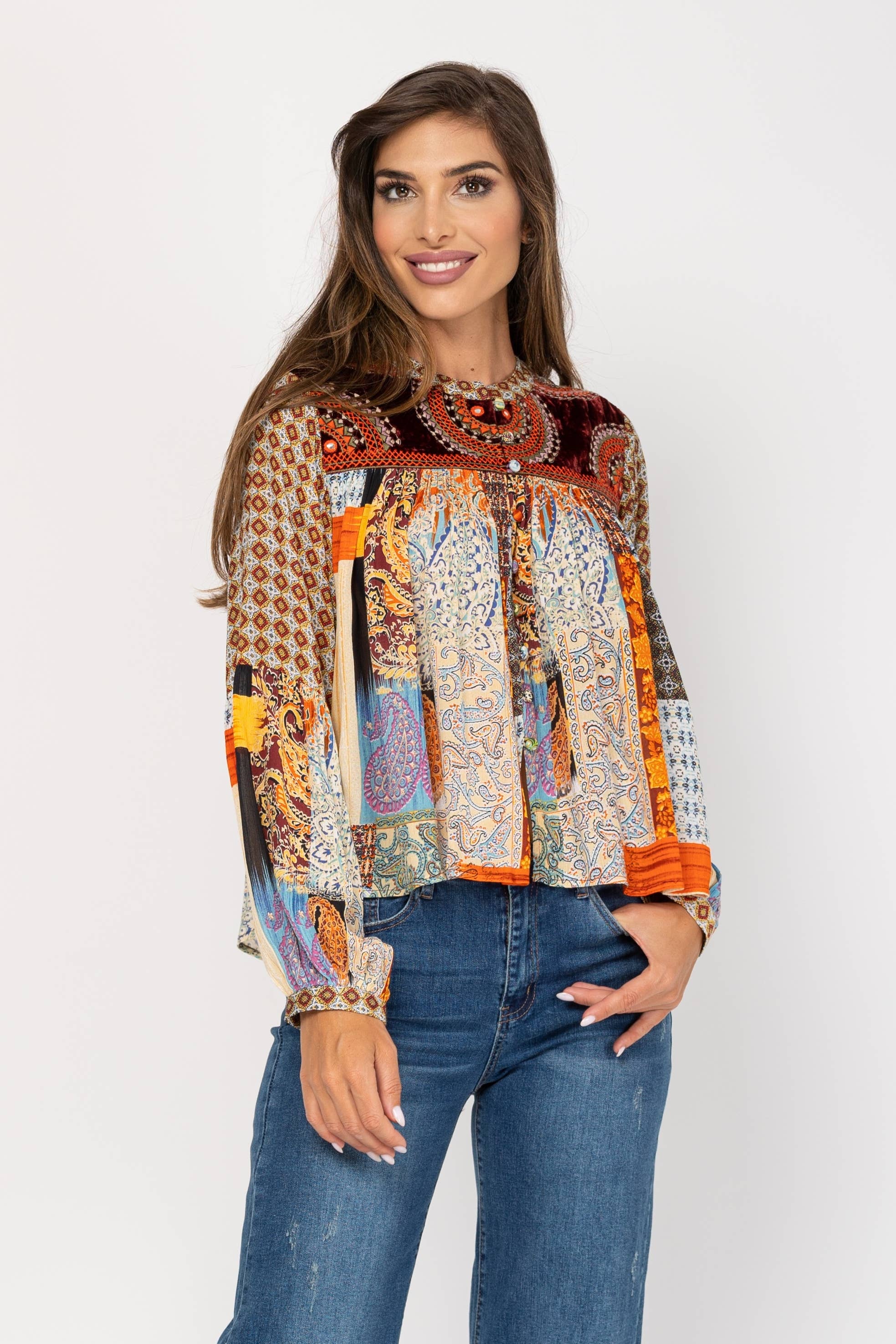 Orange Blouse PR8231B for wholesale on Faire1