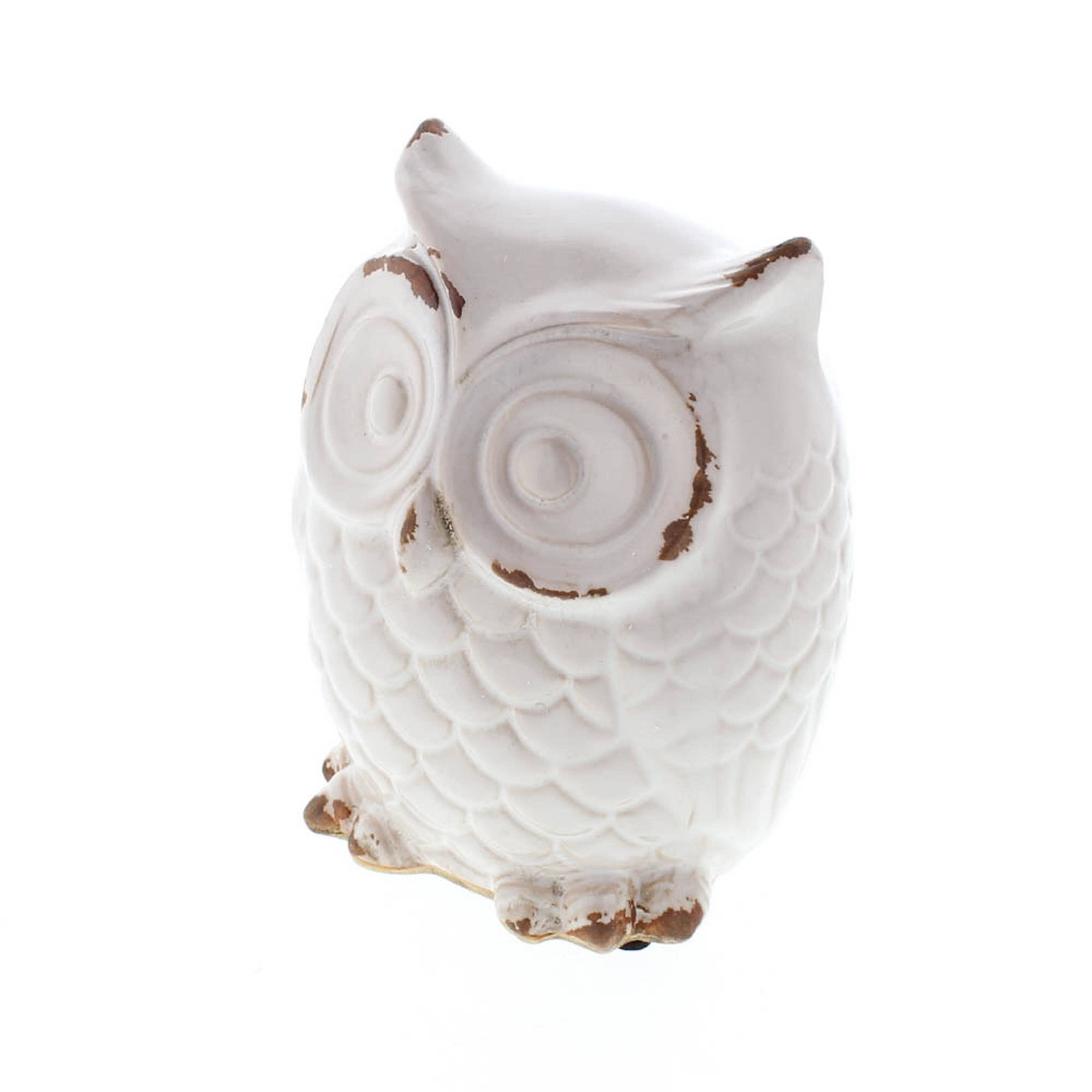 Zingz Home - Wholesale Decorative Figurine - Distressed White Owl Figurine1