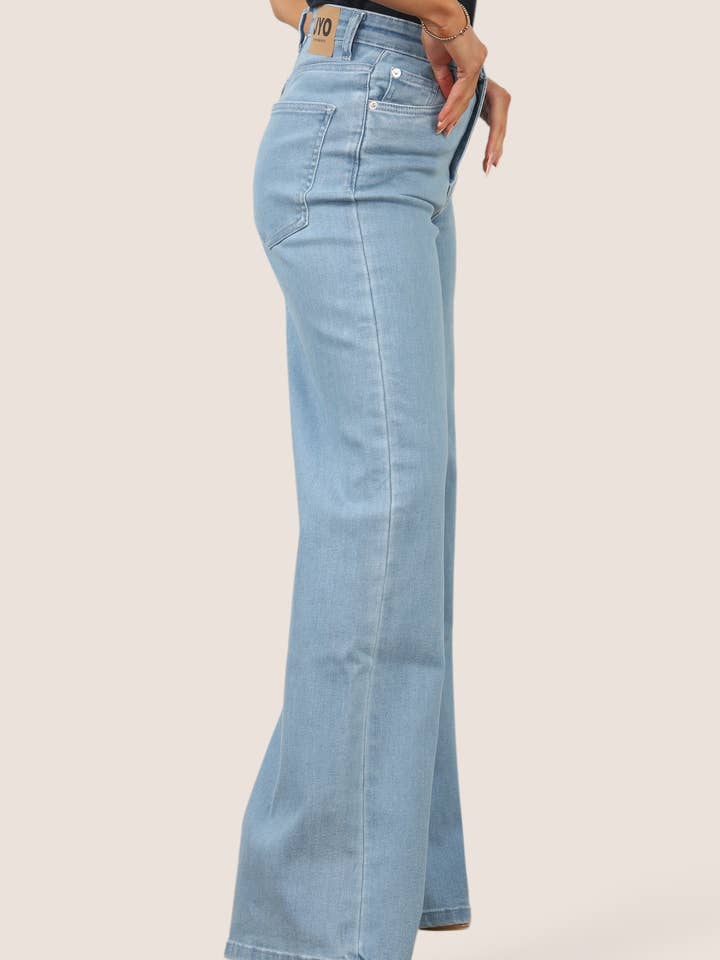 J5FASHION - Vendita all'ingrosso Jeans - Donna - JEANS A GAMBA LARGA A VITA ALTA IN DENIM3