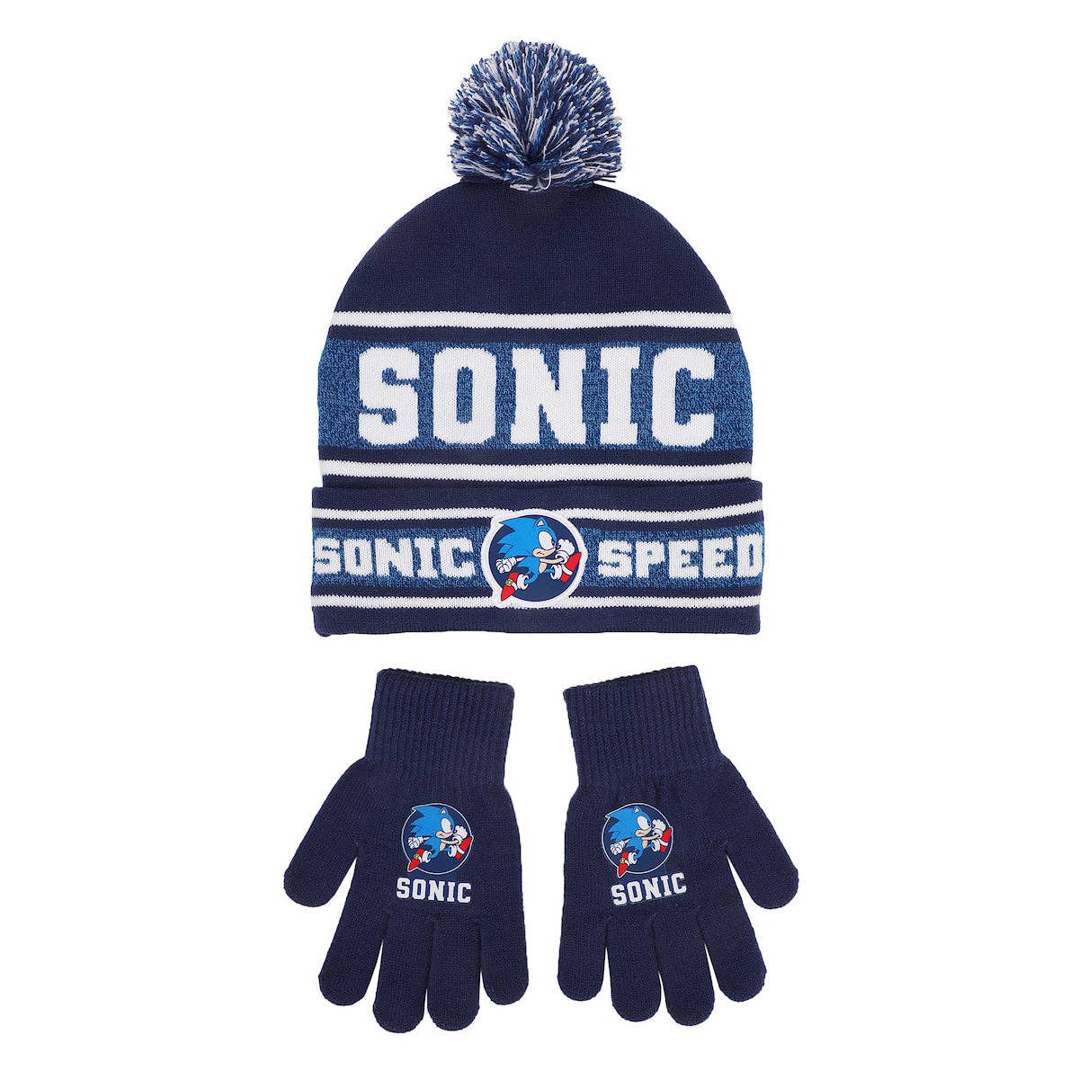 Bioworld Merchandising - Wholesale Beanie - Kids - Sonic The Hedgehog Sonic Speed Youth 2-Piece Knit Beanie & Gloves Set0