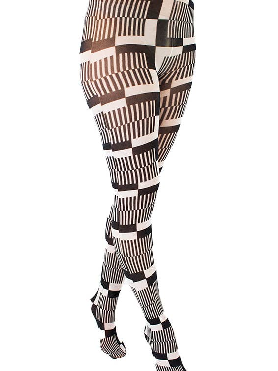 Monochrome Cube Black and White Printed Tights for wholesale by Pamela Mann