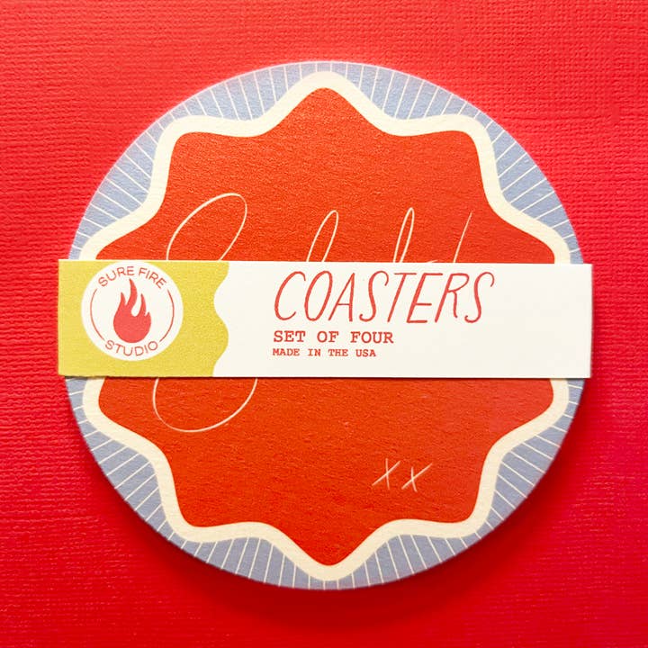 Salut! Coasters for wholesale by Sure Fire Studio