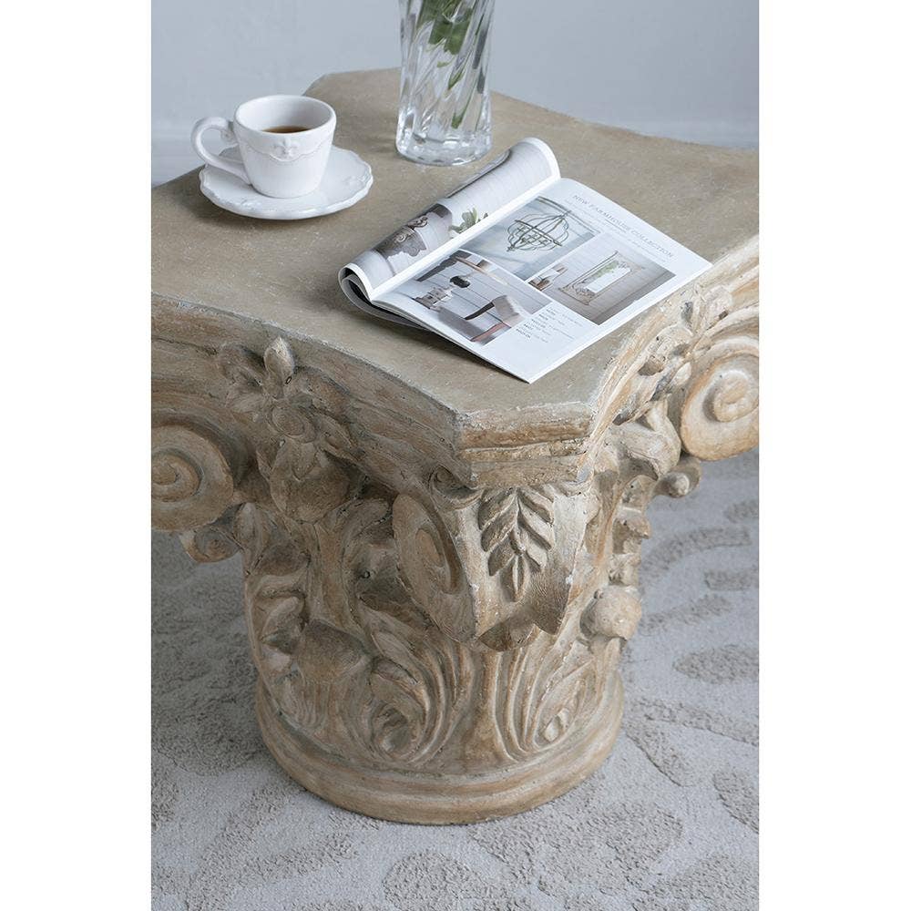 A&B Home Group Inc. - Wholesale Side Table - 18x18x18.5" Roman Cream Column Cap Pedestal, Large2