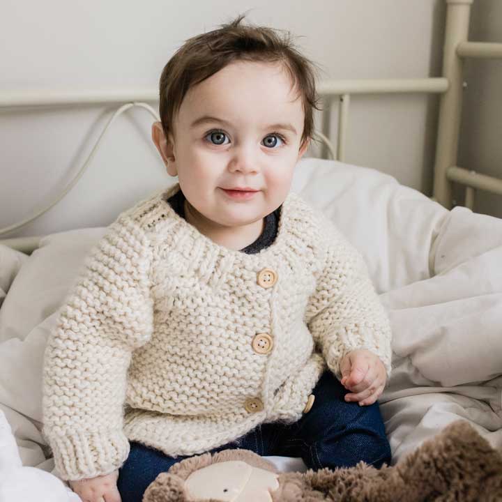 Huggalugs - Wholesale Cardigan - Baby - Natural Garter Stitch Cardigan Sweater Baby & Toddler3