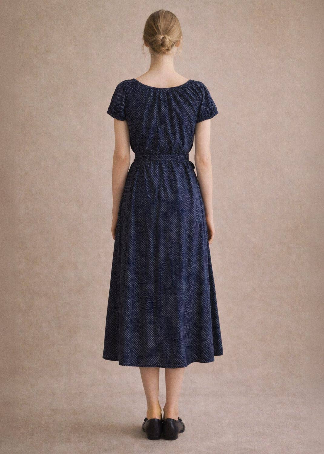 Atèlette - Wholesale Dress - Women's - Navy Blue Cotton Button Down Midi Dress - Calais Dress1