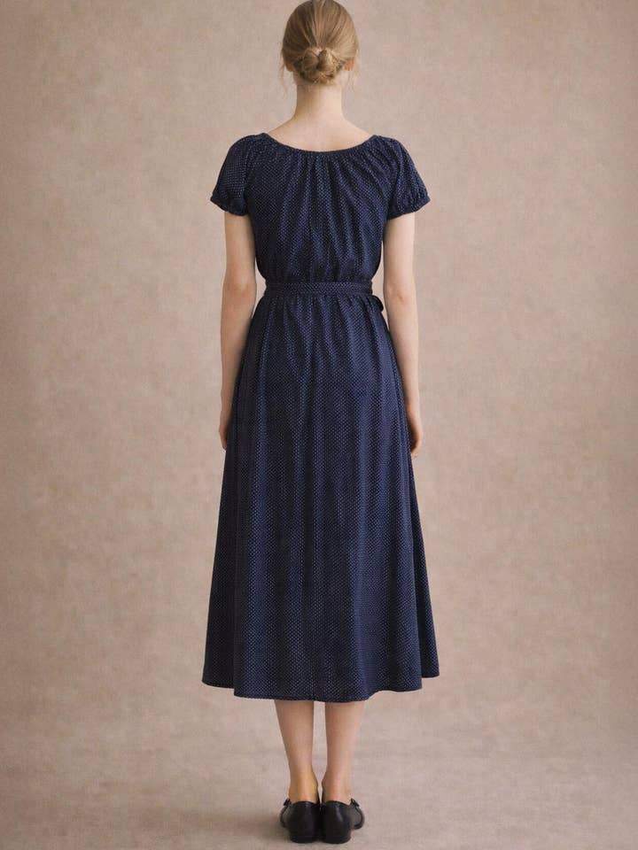 Atèlette - Wholesale Dress - Women's - Navy Blue Cotton Button Down Midi Dress - Calais Dress1