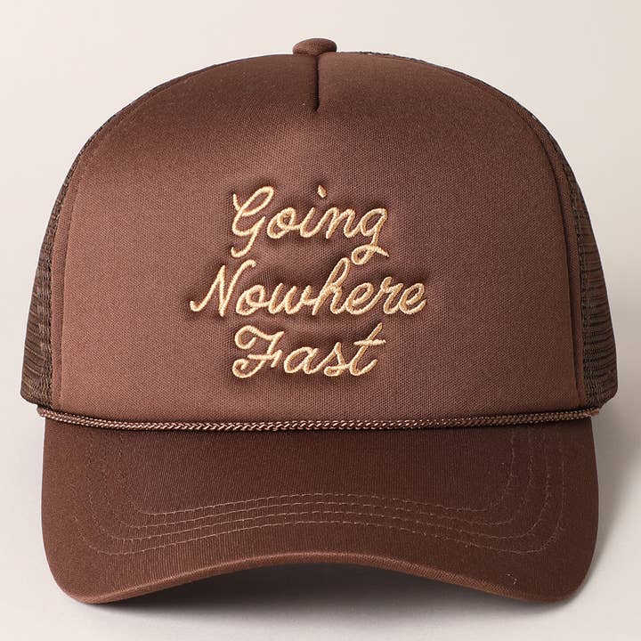 Fashion City - Wholesale Trucker Hat - Women's - Going Nowhere Fast Embroidery Foam Trucker Hat