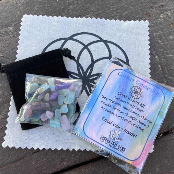 Joshua Tree Gems - Wholesale Spiritual Stone/Crystal - Crystal Grid Kit Cosmic Connection Kit Grid Cloth Kit