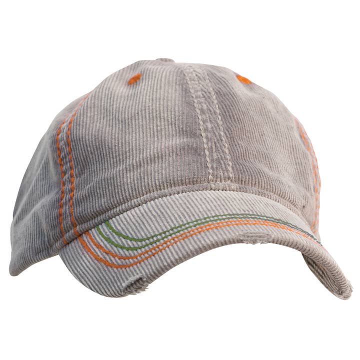 Distressed Corduroy Cap - Custom Art Option: Embroidery for wholesale by ACE USA