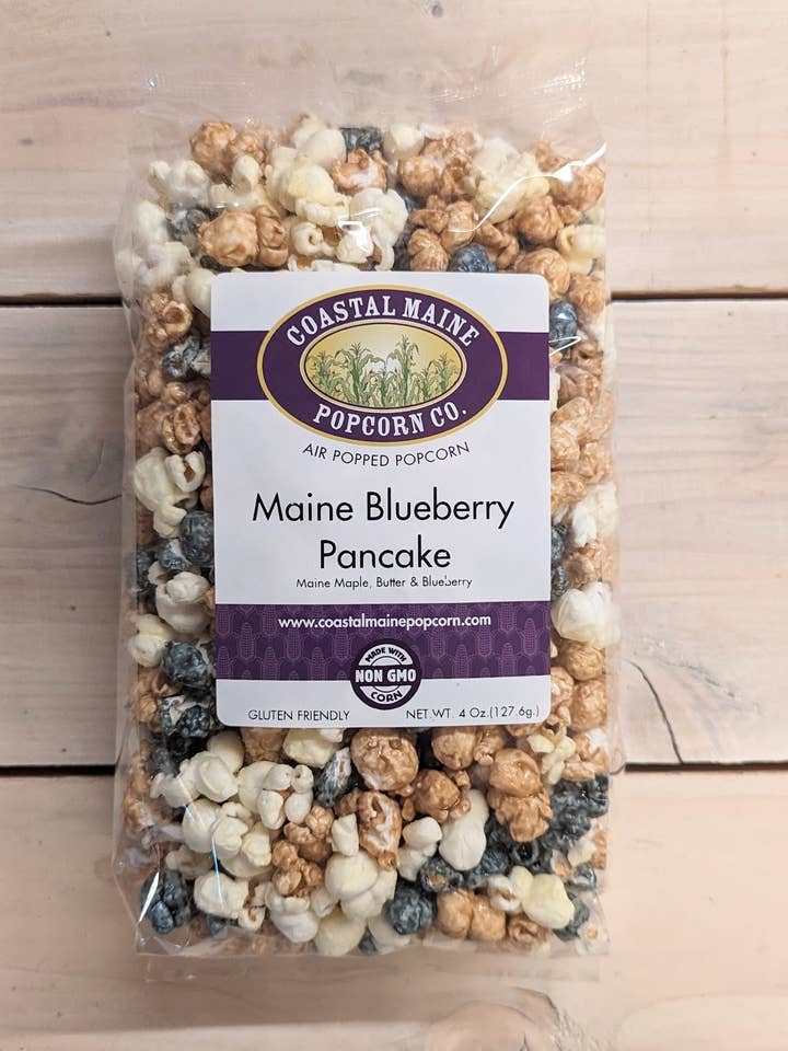 Maine Blueberry Pancake Popcorn (Savory) for wholesale by Coastal Maine Popcorn Co.