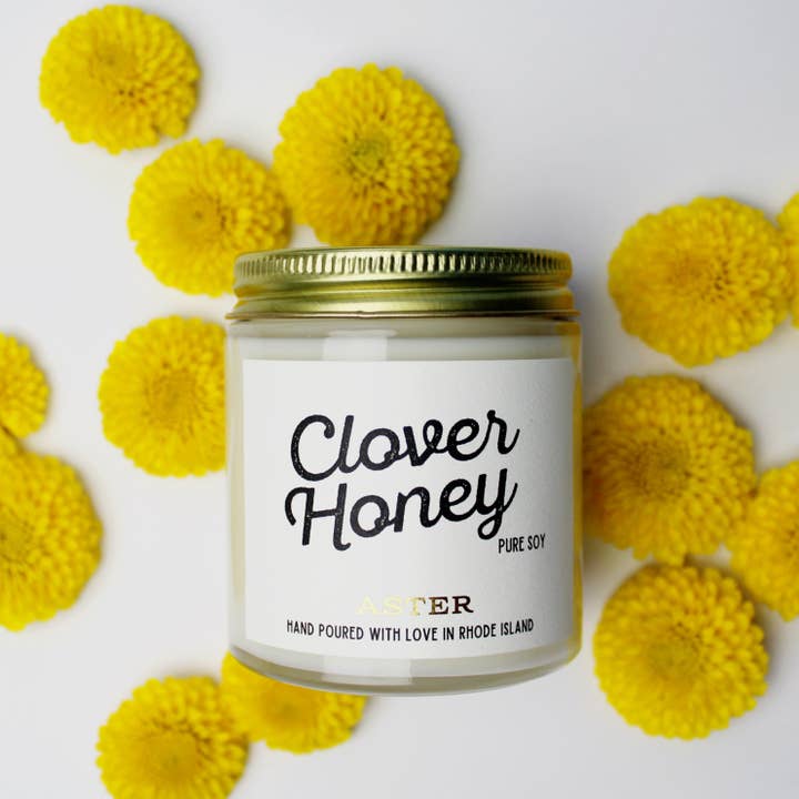 Aster Candle - Wholesale Jar/Filled Candle - Clover Honey Candle - 4oz, 16oz4