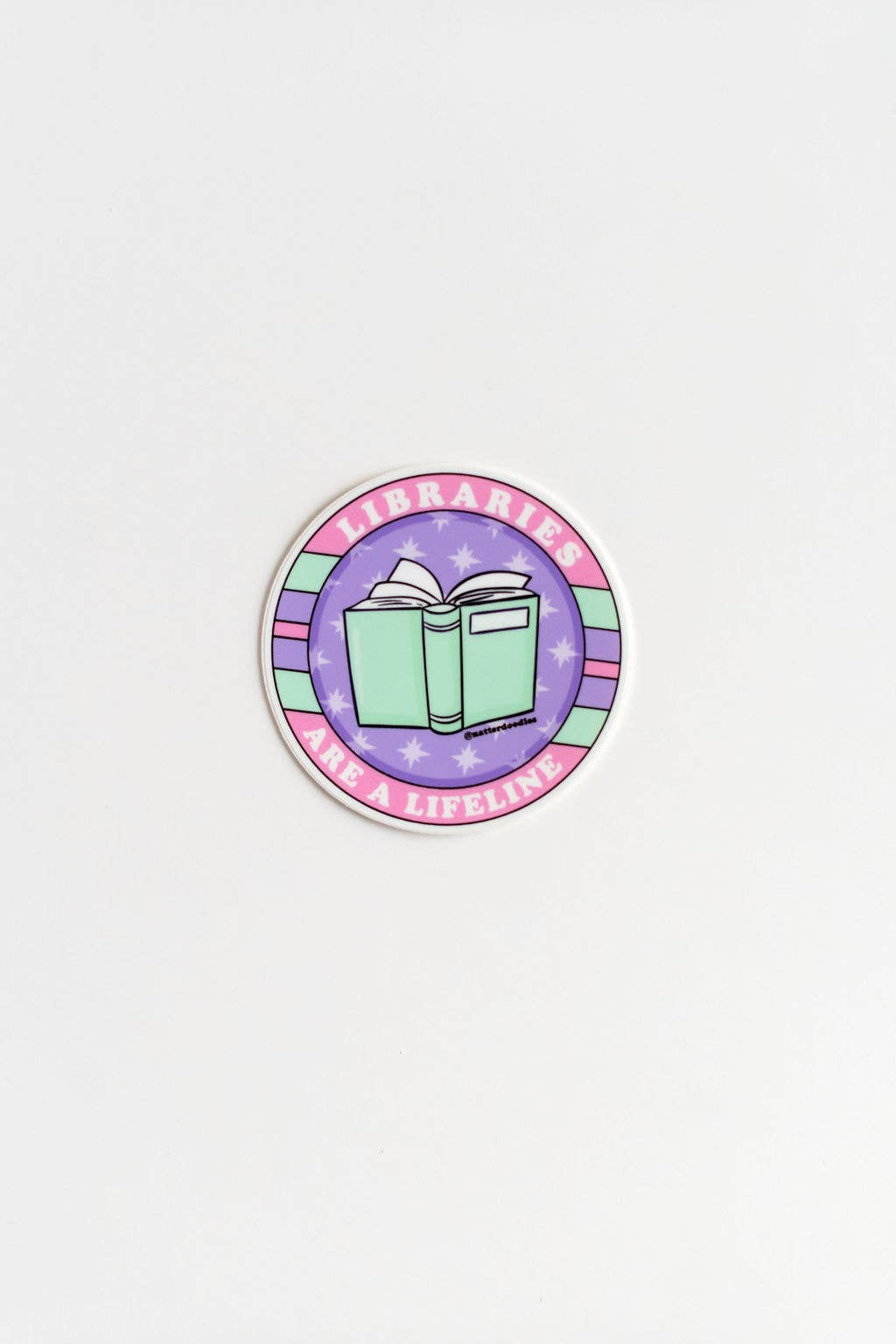 NatterDoodle – wholesale Sticker – Libraries Are a Lifeline Vinyl Sticker – Book Lover Reading