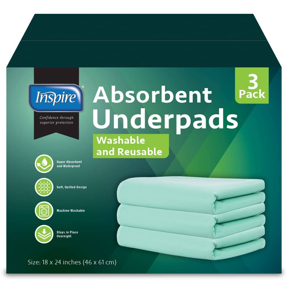 Inspire - Wholesale Mattress Pad/Protector - Washable and Reusable Bed Pads 18 x 24 3 Pack1