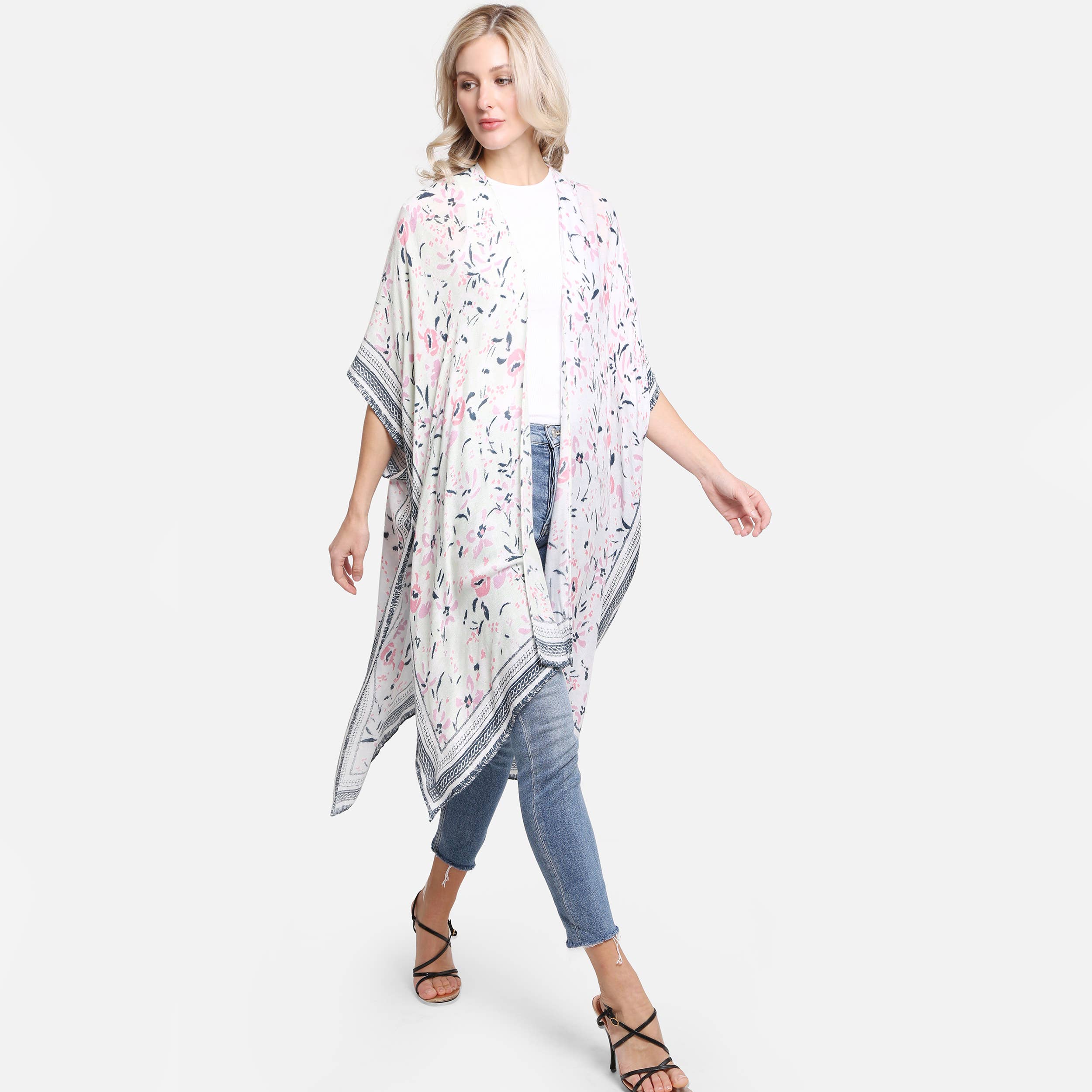 Hana - Vente Kimono – femme - Kimono d'été à imprimé floral multicolore17
