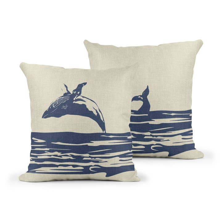 Breaching Whale Kudde för wholesale av Mustard & Gray Ltd