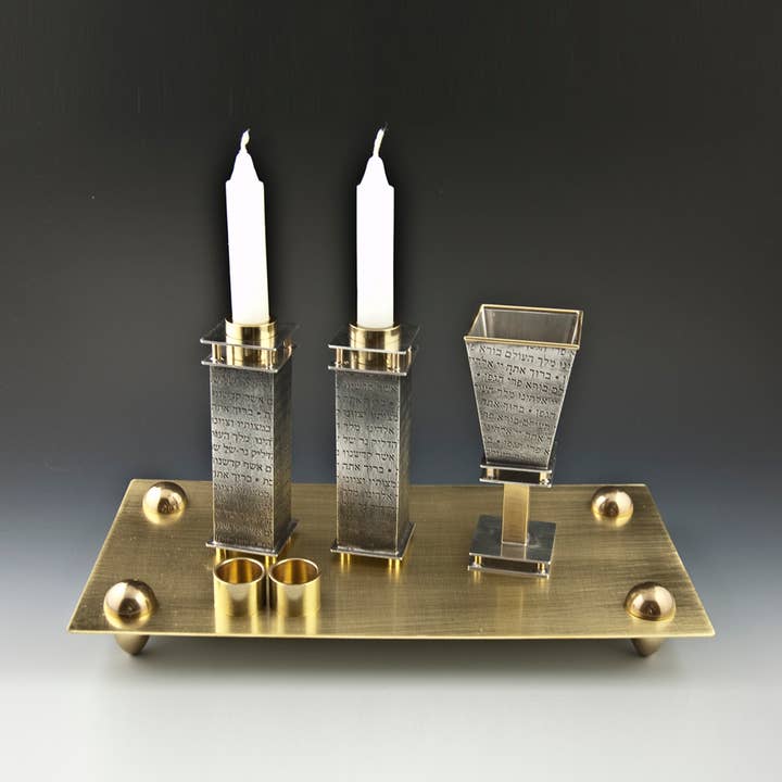 Shabbat-Set aus der Prayer Collection für den Großhandel von Joy Stember Metal Arts Studio LLC