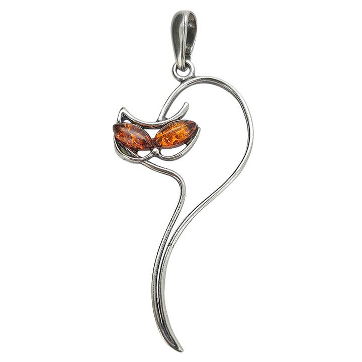 Cognac amberkleurige sterling zilveren kattenhanger voor wholesale door Amberman